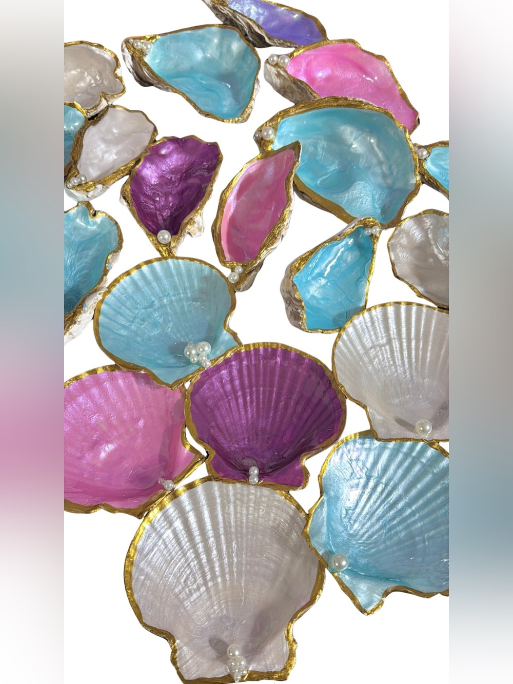 Handmade clam shell ring jewelry holder trinket dish